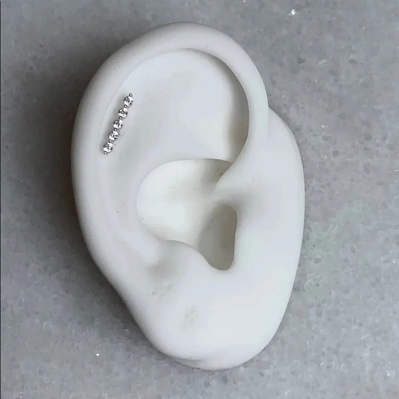 Modest Lu Jewelry - Sterling Silver Crystal Bar Cartilage Earring